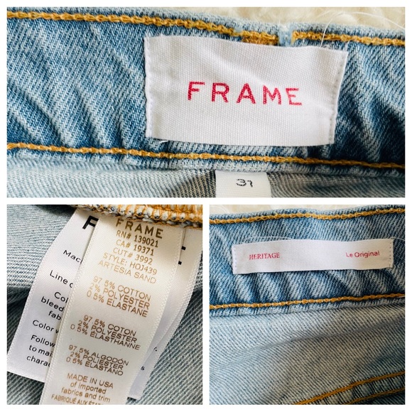 FRAME Denim Heritage Le Original Straight Leg High Rise Artesia Sand - Picture 11 of 15